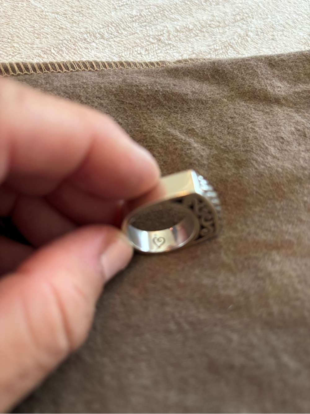 Brighton Sterling Silver Scroll Signet Ring - Black Accent - Picture 6 of 9